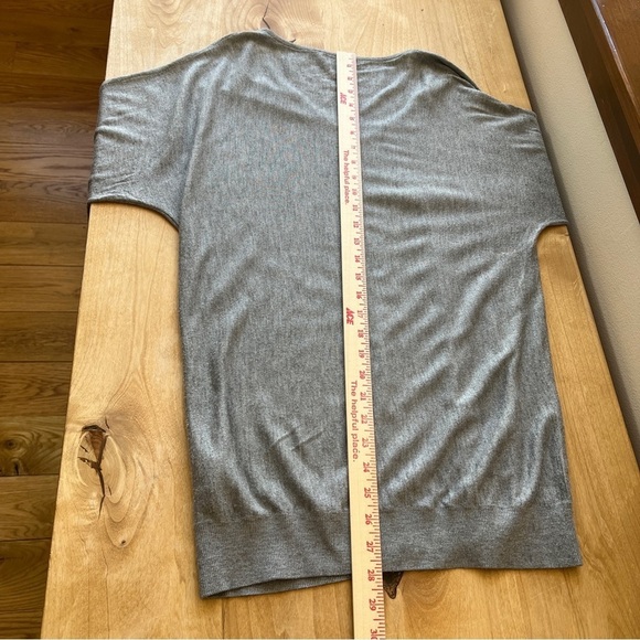 MINNIE ROSE SWEATER S V NECK TENCEL SILK NYLON LONG LENGTH OVERSIZED CASUAL GRAY - Picture 9 of 13